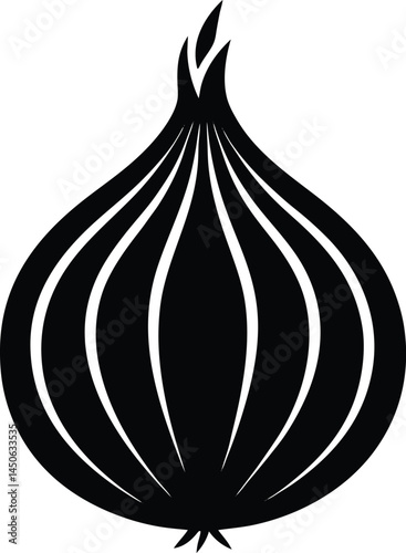 red onion slice silhouette vector on white 