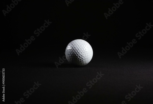 A white golf ball on a black background.