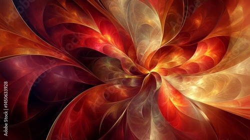 Abstract Red Orange Gold Swirl Floral Background
