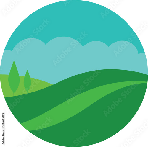 landscape with green grass and blue sky