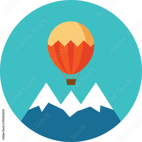 hot air balloon in the mountains