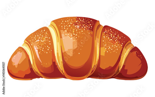 Croissant Bread Baked - Vector Illustration