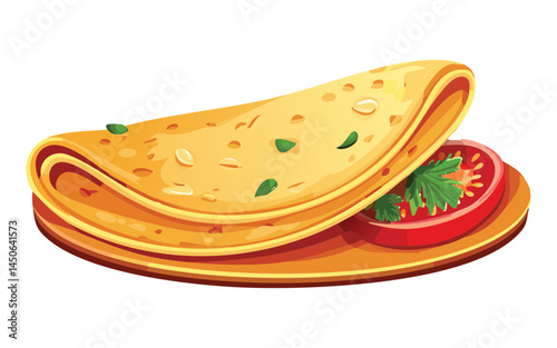 Slice of Tortilla Bread - Vector Illustration