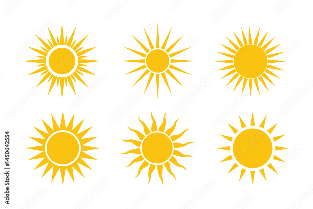Set of Sun silhouette vector, Sun vector illustration Set of Sun silhouette vector, Sun vector illustration