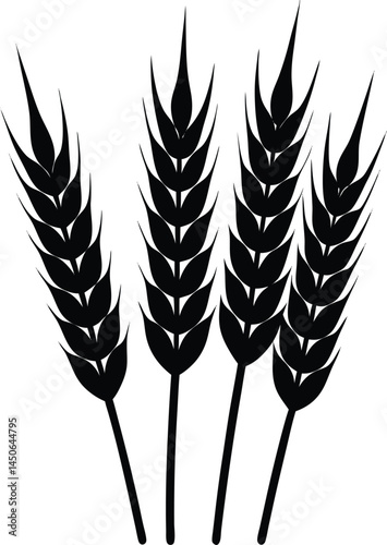 rye spike silhouette vector on white background 
