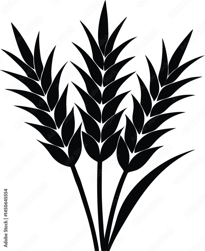 Obraz premium rye spike silhouette vector on white background
