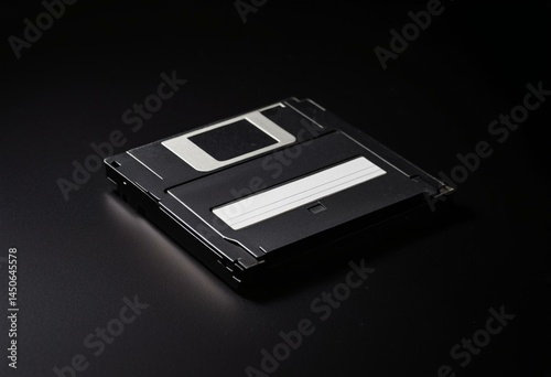 A floppy disk on a black background.
