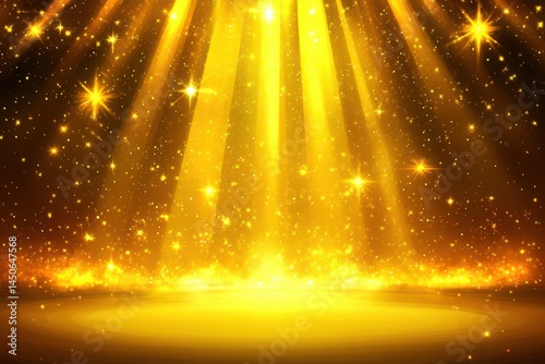 Golden spotlight stage