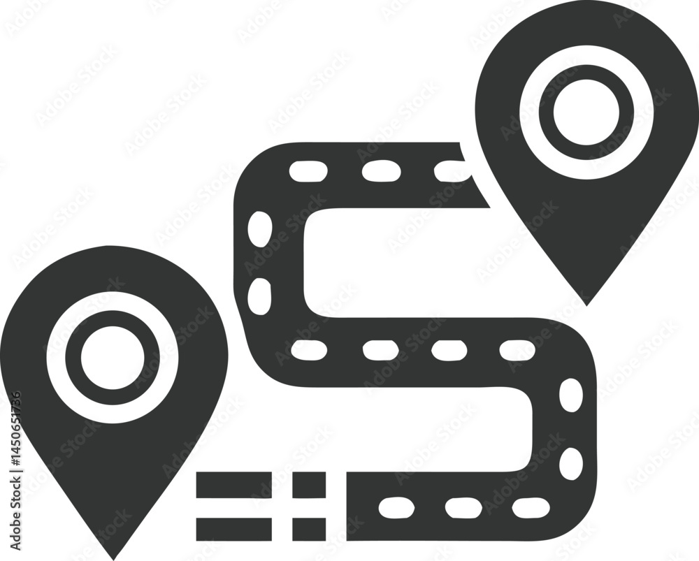 GPS Pin Location With Road Map Routes,  Navigation Icon