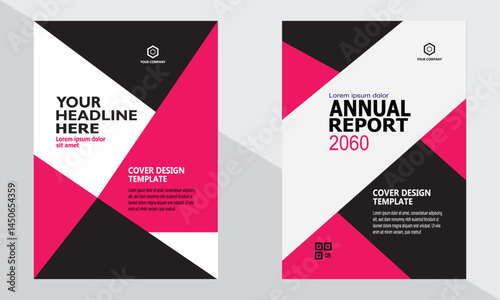 Modern Business Flyer Template - Pink and Black Annual Report Layout Design Vector Cover Set