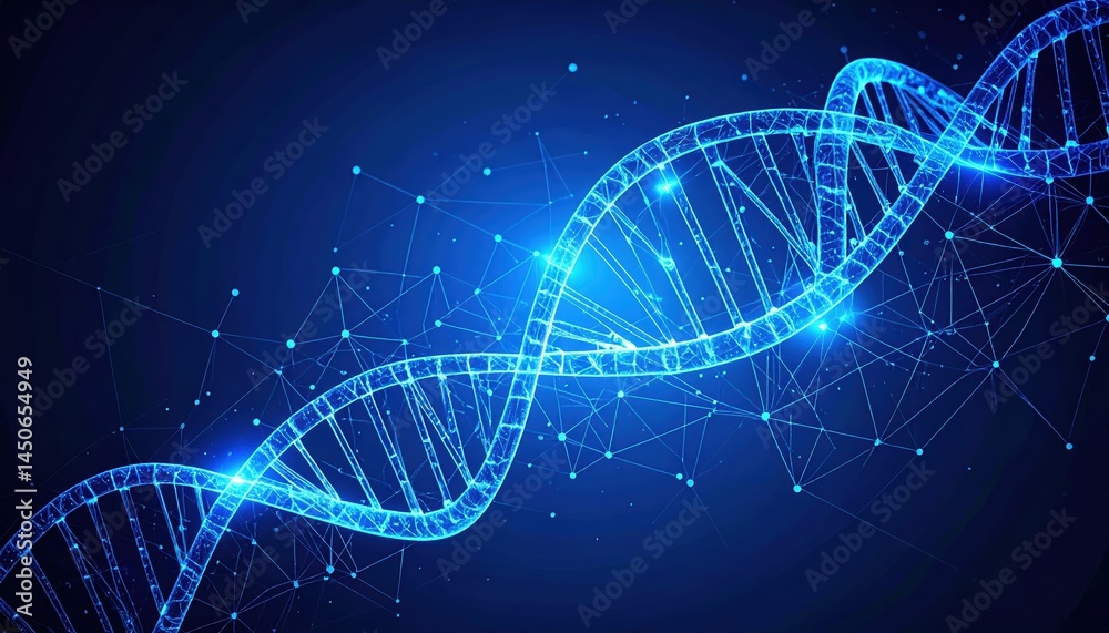 Abstract DNA Strand Digital Rendering Blue Glow Science Technology Background Abstract DNA Strand Digital Rendering Blue Glow Science Technology Background