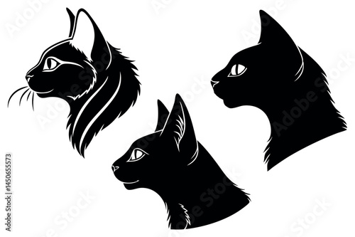 vector isolated silhouette cat set Silhouette of vector black cat