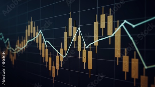Gold Candlestick Chart on Dark Screen Showing Market Volatility