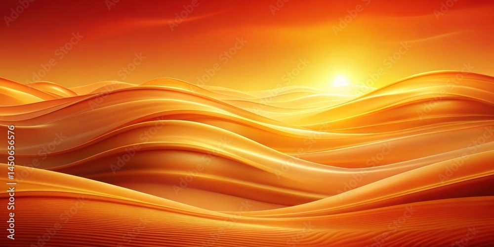 Warm, golden light illuminates a serene landscape of undulating dunes, creating a breathtaking desert sunset Warm, golden light illuminates a serene landscape of undulating dunes, creating a breathtaking desert sunset