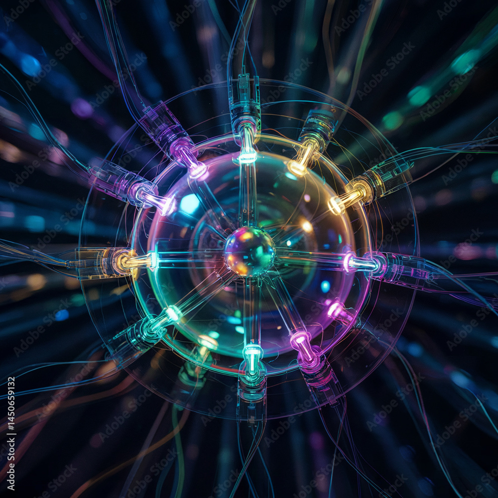 Fototapeta premium Futuristic technology core with glowing connections and energy flow concept