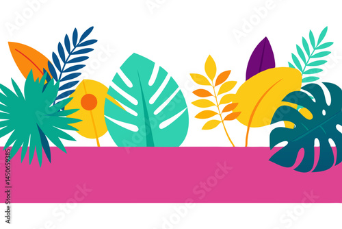 summer background with palm trees and flowers