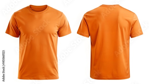 orange tee front and back on white background