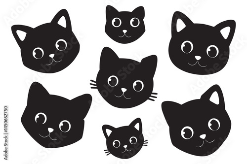 vector isolated silhouette cat set Silhouette of vector black cat