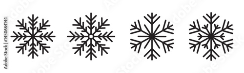 Snowflake icon vector set. snowflake collection. Frost background. Christmas icon. Set black snowflake icons collection isolated on white background. Winter snow symbol. snow vector set.