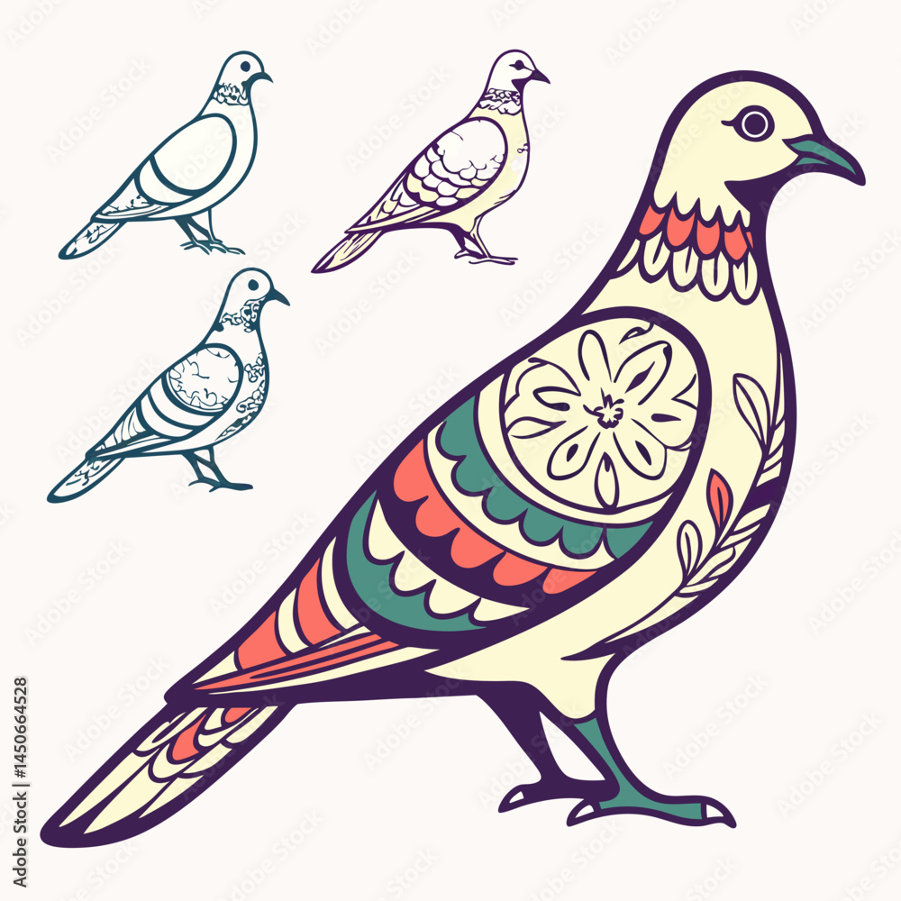 Obraz premium set of Dove silhouette vector illustration