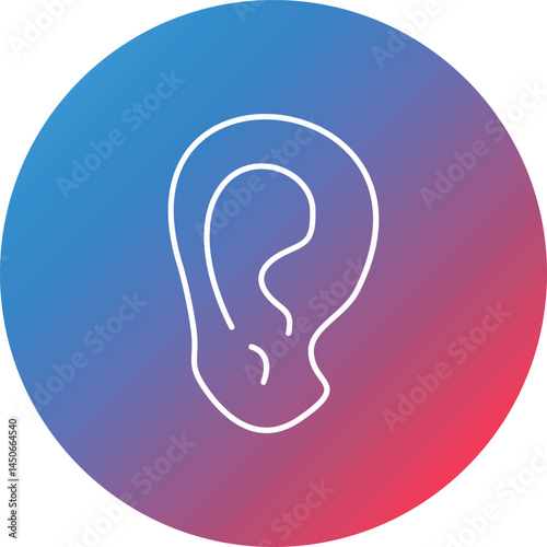 Ear Line Gradient Circle Background Icon