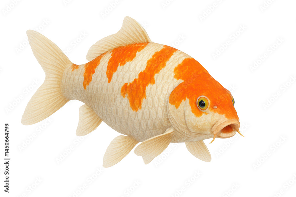 Koi fish, Japanese carp isolated on white, transparent. Side view