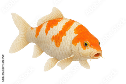 Koi fish, Japanese carp isolated on white, transparent. Side view