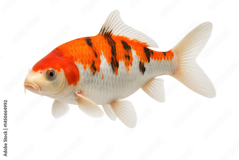 Koi fish, Japanese carp isolated on white, transparent. Side view