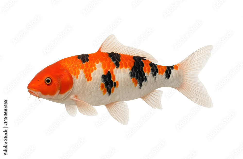 Koi fish, Japanese carp isolated on white, transparent. Side view