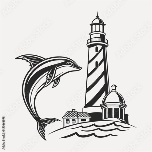 Elegant Line Art of Historic Mosque with Street Lamp.