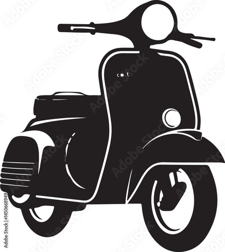 Scooter Silhouette Isolated on White Background

