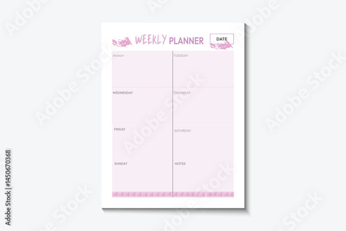 Printable pink weekly planner illustration design