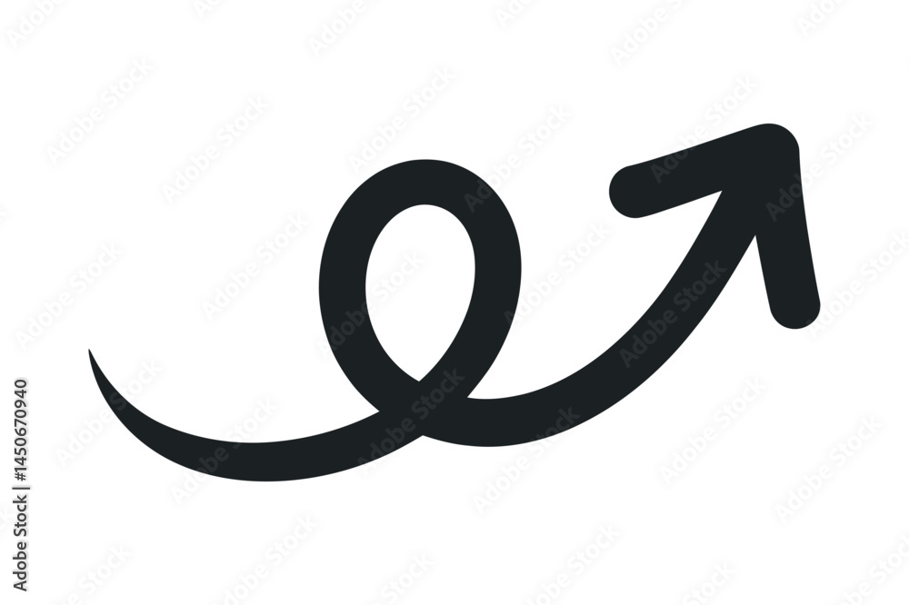 Black silhouette vector illustration of a swirl with an upward arrow, perfect for dynamic and growth-related themes in business, marketing, and abstract design projects. Black silhouette vector illustration of a swirl with an upward arrow, perfect for dynamic and growth-related themes in business, marketing, and abstract design projects.