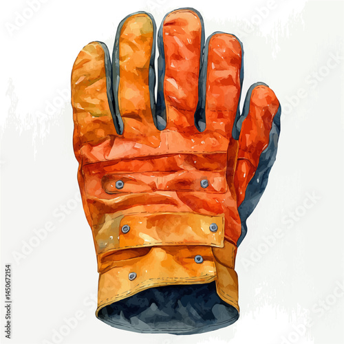 illustration of Fireproof Survival Glove, watercolor vector, isolated on a white background.