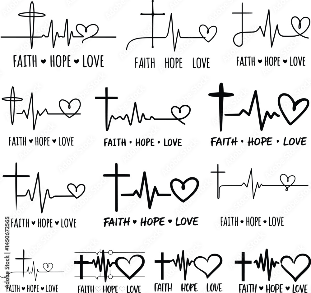 Fototapeta premium Faith Hope Love, Cut , Cricut