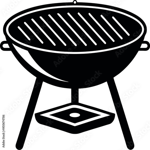 barbecue grill silhouette vector illustration logo black icon flames bbq smoke charcoal design template isolated on white flat simple minimalist transparent background
