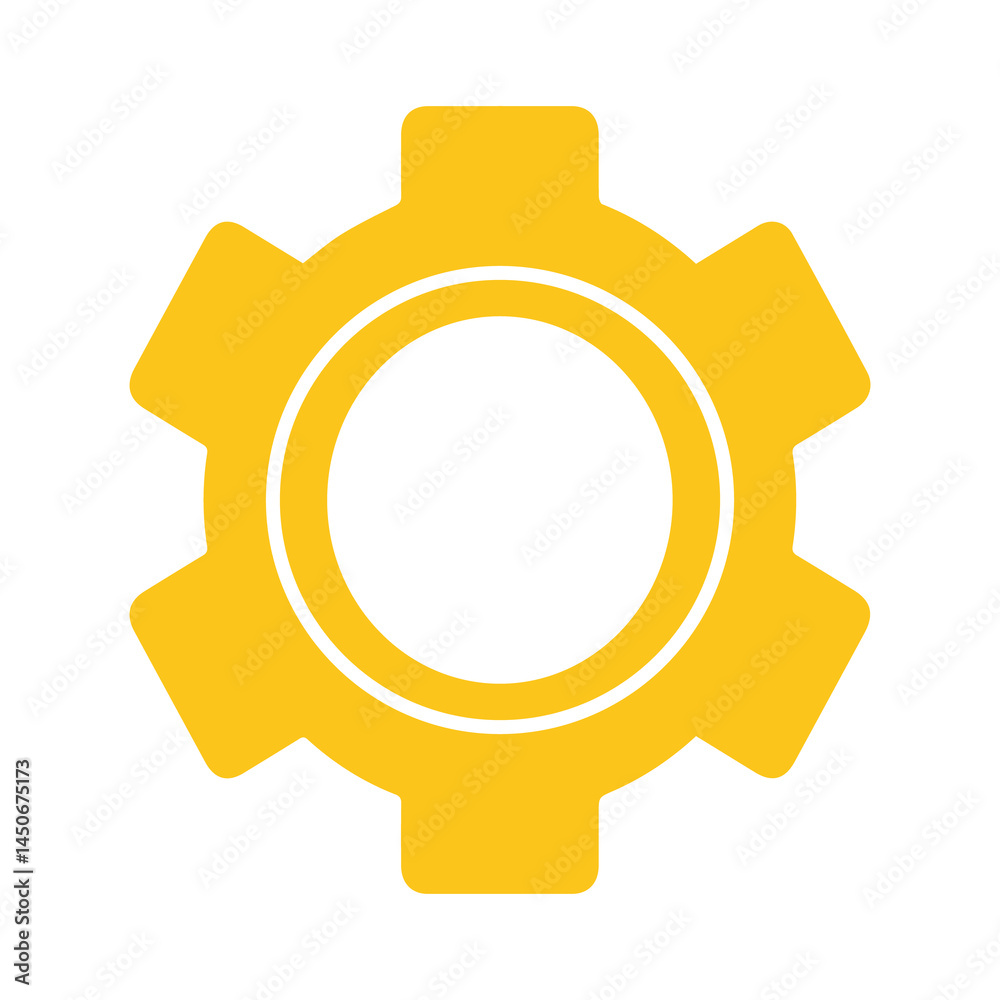 Gear set. yellow gear wheel icons on white background - stock illustration Gear set. yellow gear wheel icons on white background - stock illustration