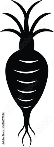 wasabi root silhouette vector on white background  