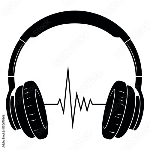 Headset with Audio Waveform Vector Graphic