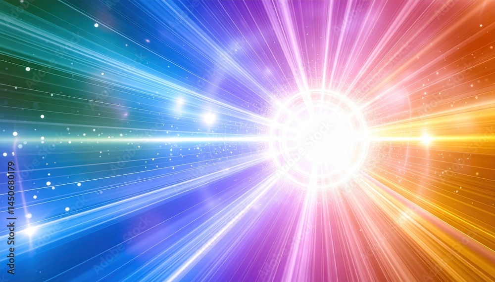 Obraz premium Vibrant Light Rays Burst from Central Glow Abstract Background Perfect for futuristic technology or energy concepts