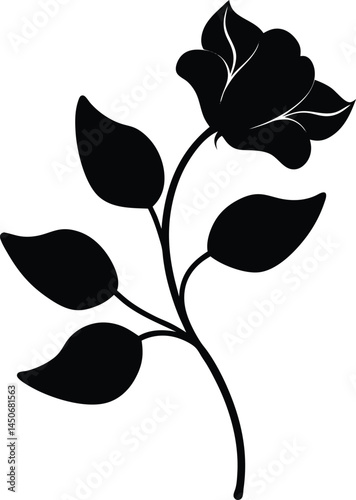 wild sweet pea flower silhouette vector on white 