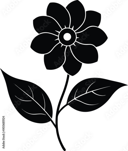 wintergreen flower silhouette vector on white 
