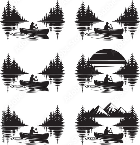 seamless pattern with sailing ships Silhouette Vector
