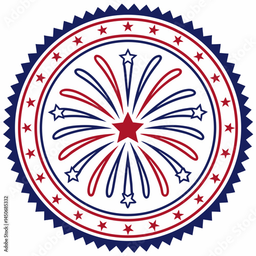 Firework starburst vector with red, white, and blue theme—perfect for 4th of July t-shirts, party invites, and digital designs.