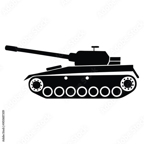 Military Tank silhouette vector illustration, Tank war, Tank war army silhouette vector, Military tank Vector