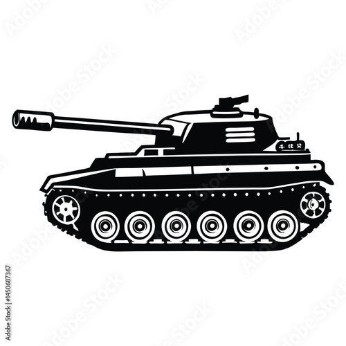 Military Tank silhouette vector illustration, Tank war, Tank war army silhouette vector, Military tank Vector