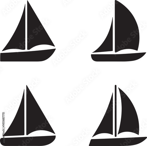 seamless pattern with sailing ships Silhouette Vector