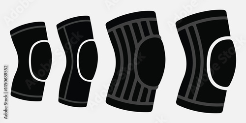 collection of 4 compression knee sleeve silhouettes for fitness and orthopedic design