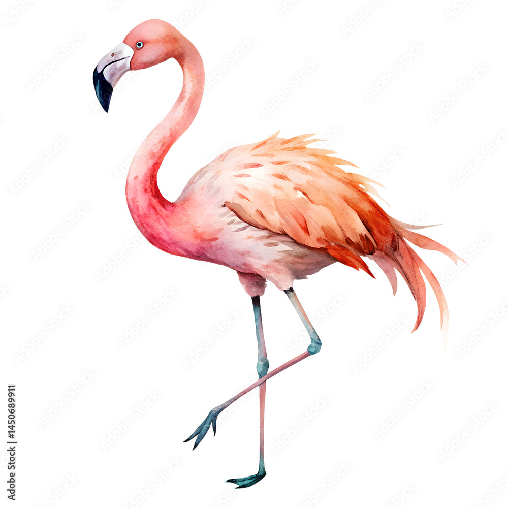 Fototapeta premium Watercolor flamingo delicate pink hues minimalis – High Quality Watercolor Illustration