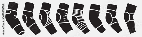 minimalist black elbow support sleeve silhouettes set vector on a white background